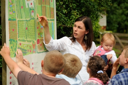 Children learning about the farm