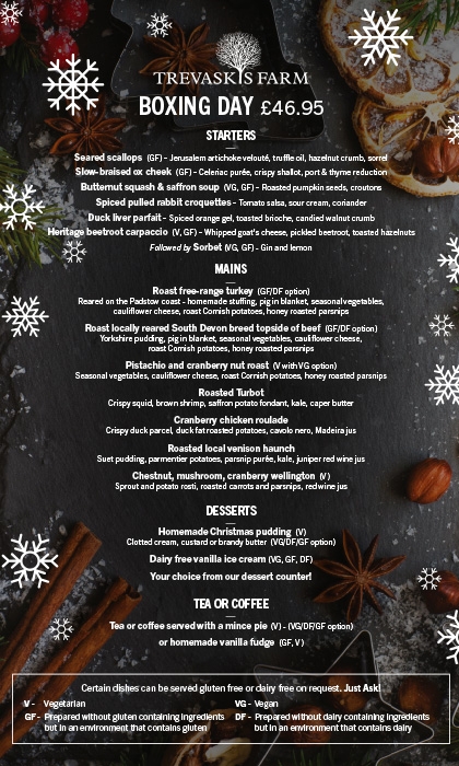 Boxing Day Menu 2025