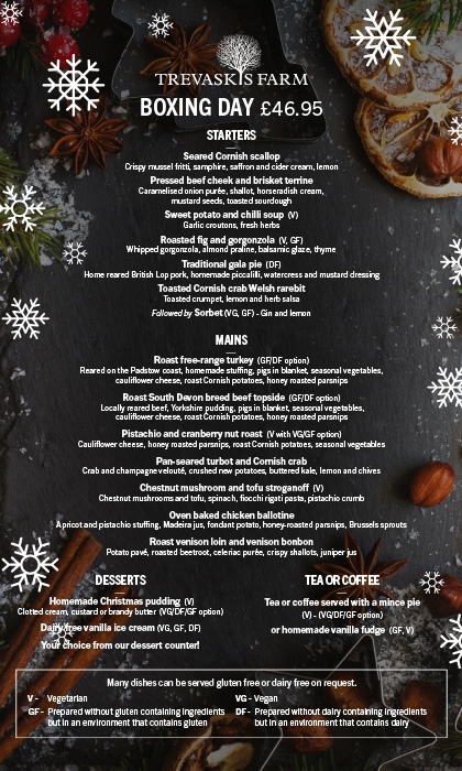 Boxing Day Menu 2026