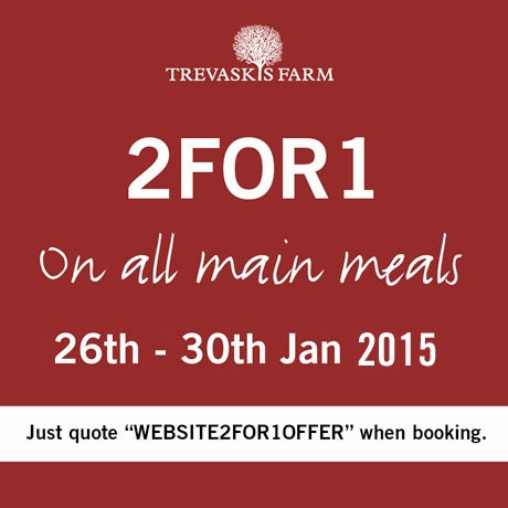 2 for 1 on Main Meals